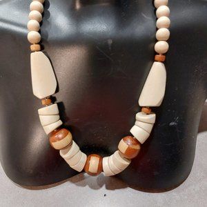 FASHION JEWELRY Women's Various Shapes Wood Beads - Ivory/Brown/Tan - NWOT